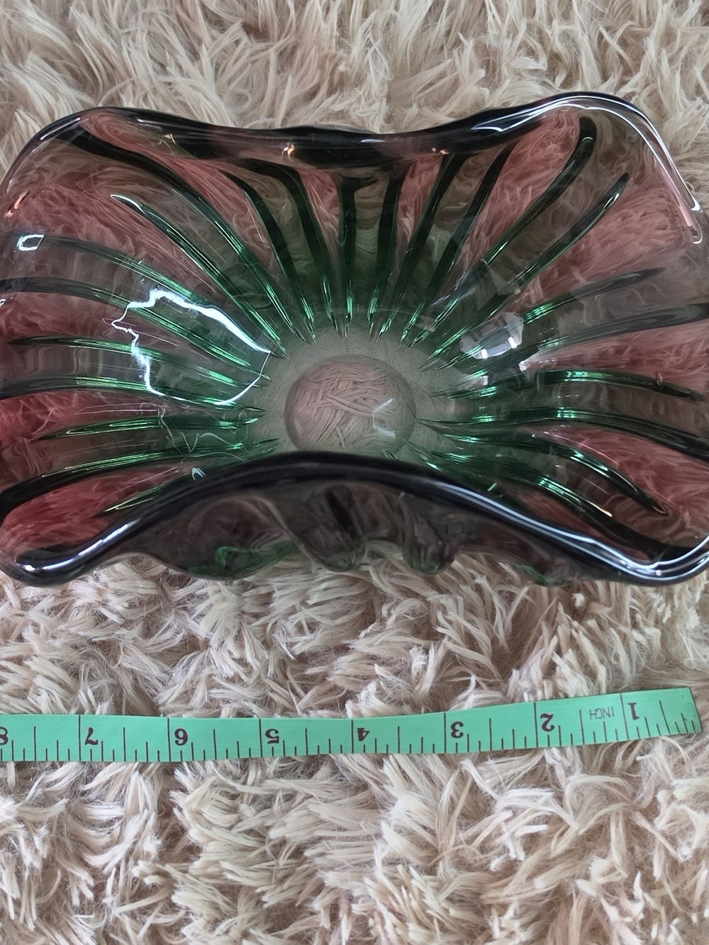 Rare Murano Hand Blown Glass Folded Bowl